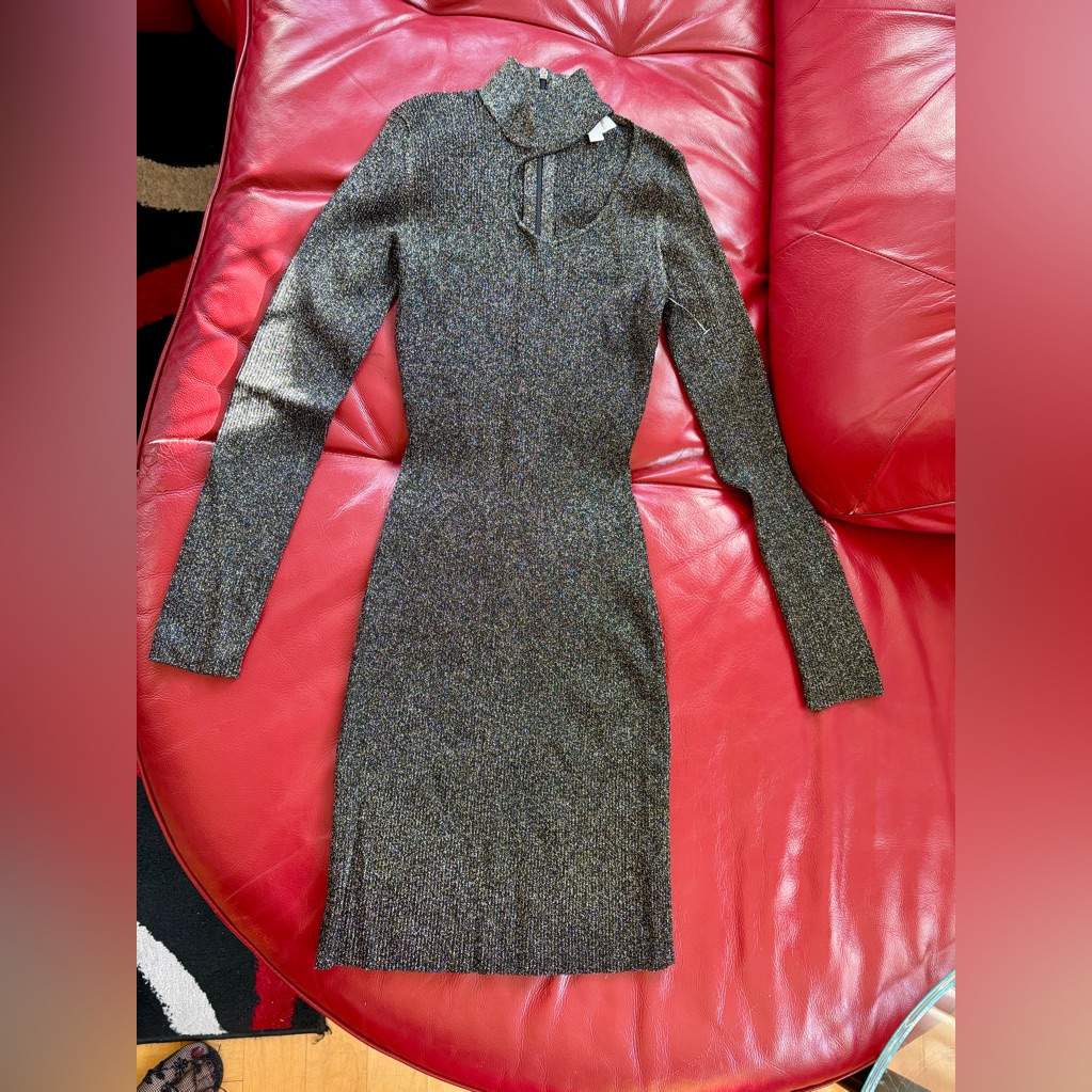 New Mk Gorgeous Long Sleeve Shining Dress Size M But Can Fit S As Well Stretch